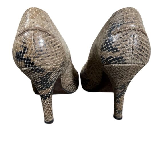 Bronx Claudine Python Snake Skin Square Toe Heels Sz 8.5 Brass Buckle - Picture 6 of 10
